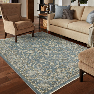 Oriental Weavers Aberdeen 070H1 Blue and Beige Extra Large Room Anchor Polyester Area Rug - 9'10" x 12'10"