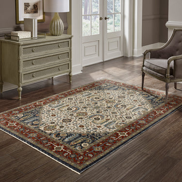 Oriental Weavers Aberdeen 752W1 Ivory and Red Large Seating Area Rug Polyester Area Rug - 6'7" x 9'6"
