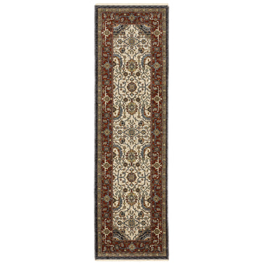 Oriental Weavers Aberdeen 752W1 Ivory and Red Hallway Runner Traditional Runner Rug - 2'3" x 7'6"