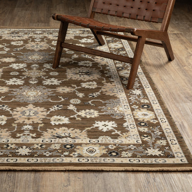 Oriental Weavers Acacia ACA01 Brown and Tan Hallway Runner Wool Runner Rug - 2'6" x 10'