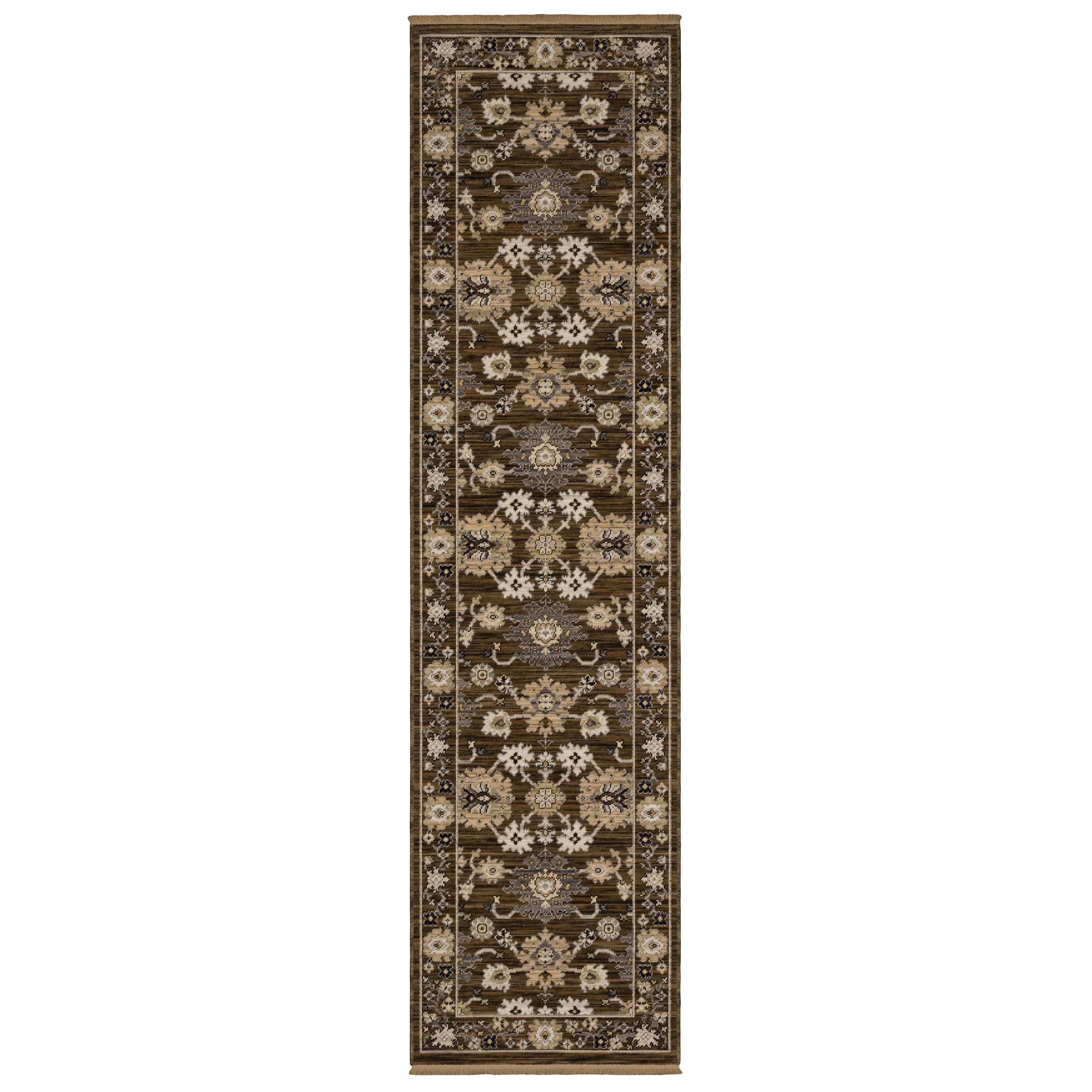 Oriental Weavers Acacia ACA01 Brown and Tan Hallway Runner Wool Runner ...