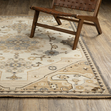 Oriental Weavers Acacia Natural ACA03 Tan and Gray Large Seating Area Rug Traditional Area Rug - 6'7" x 9'6"
