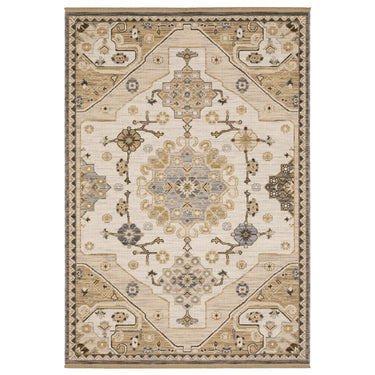 Oriental Weavers Acacia Natural ACA03 Tan and Gray Small Entryway Accent Wool Area Rug - 2' x 3'
