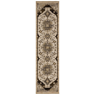 Oriental Weavers Acacia ACA04 Brown and Gray Hallway Runner Medallion Runner Rug - 2'6" x 10'
