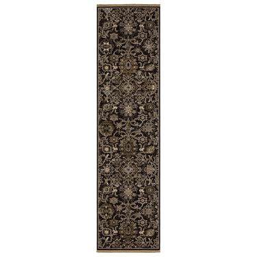 Oriental Weavers Acacia Black ACA05 Charcoal and and Tan Hallway Runner Medallion Runner Rug - 2'6" x 10'