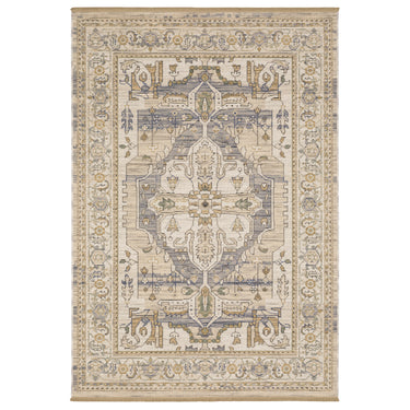 Oriental Weavers Acacia ACA07 Beige and Gray Compact Bedroom Accent Wool Area Rug - 3'3" x 5'
