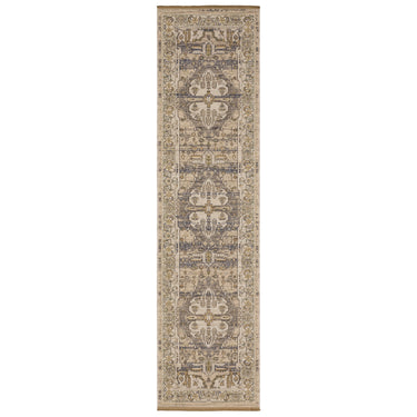 Oriental Weavers Acacia ACA07 Beige and Gray Hallway Runner Medallion Runner Rug - 2'6" x 10'