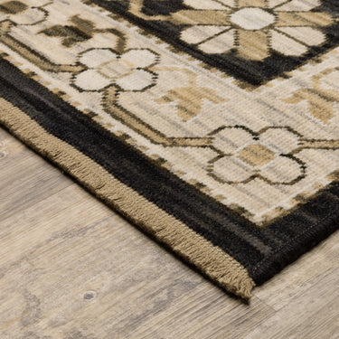 Oriental Weavers Acacia ACA10 Black and Beige Hallway Runner Wool Runner Rug - 2'6" x 10'