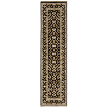 Oriental Weavers Acacia ACA10 Black and Beige Hallway Runner Wool Runner Rug - 2'6" x 10'