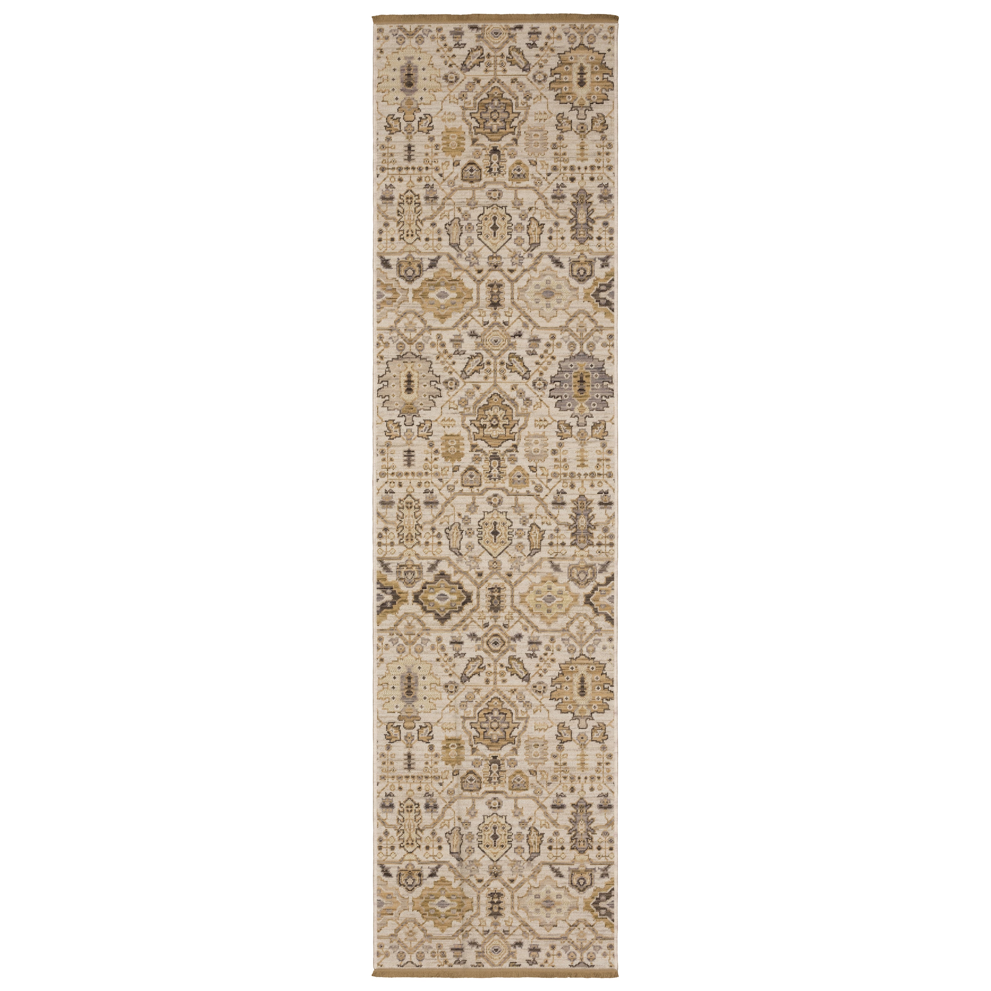 Oriental Weavers Acacia ACA11 Beige and Gold Hallway Runner Medallion ...