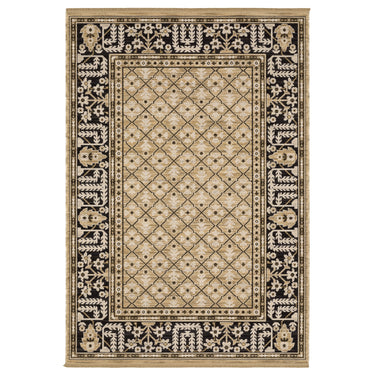 Oriental Weavers Acacia Natural ACA12 Tan and Charcoal Small Entryway Accent Traditional Area Rug - 2' x 3'