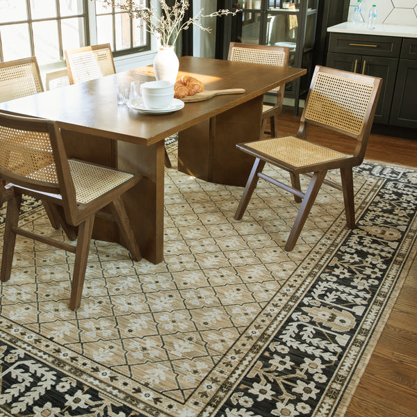 Oriental Weavers Acacia Natural ACA12 Tan and Charcoal Hallway Runner Medallion Runner Rug - 2'6