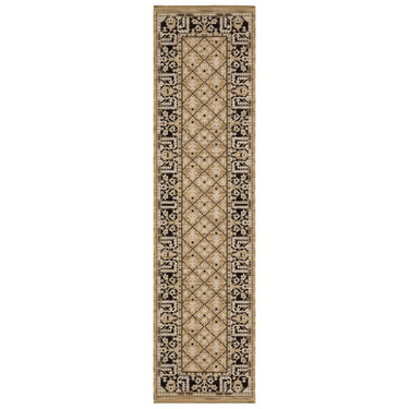 Oriental Weavers Acacia Natural ACA12 Tan and Charcoal Hallway Runner Medallion Runner Rug - 2'6" x 10'
