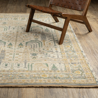 Oriental Weavers Acacia ACA14 Beige and Green Compact Bedroom Accent Wool Area Rug - 3'3" x 5'