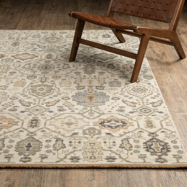 Oriental Weavers Acacia ACA16 Ivory and Gold Large Seating Area Rug Medallion Area Rug - 6'7" x 9'6"