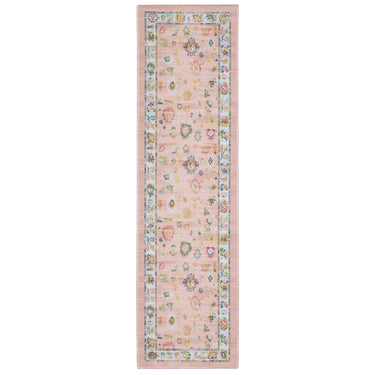 Oriental Weavers Addison ADD01 Pink and Blue Hallway Runner Medallion Runner Rug - 2' x 7'
