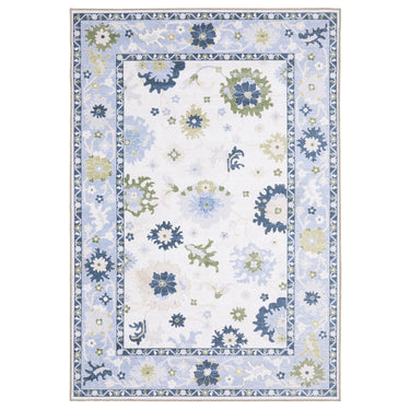 Oriental Weavers Addison ADD05 White and Blue Large Seating Area Rug Medallion Area Rug - 6'7" x 9'2"