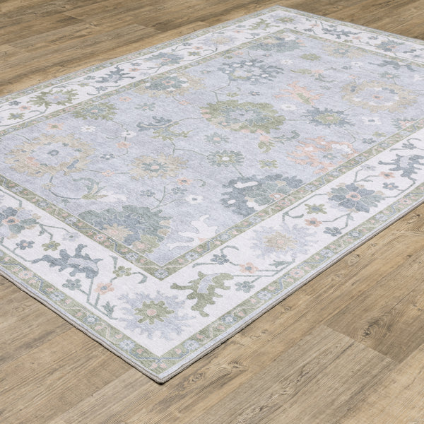 Oriental Weavers Addison ADD06 Blue and Green Small Entryway Accent Medallion Area Rug - 2' x 3' lifestyle