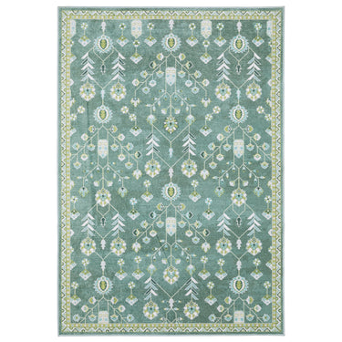 Oriental Weavers Addison Blue ADD08 Teal and Green Small Entryway Accent Medallion Area Rug - 2' x 3'