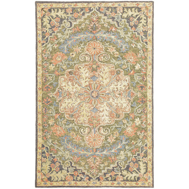 Oriental Weavers Alfresco 28401 Green and Blue Extra Large Room Anchor Medallion Area Rug - 10' x 13'