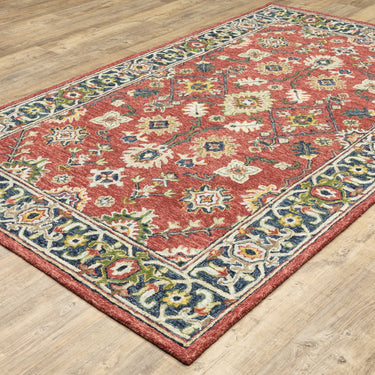Oriental Weavers Alfresco 28404 Red and Blue Compact Bedroom Accent Traditional Area Rug - 3'6" x 5'6"