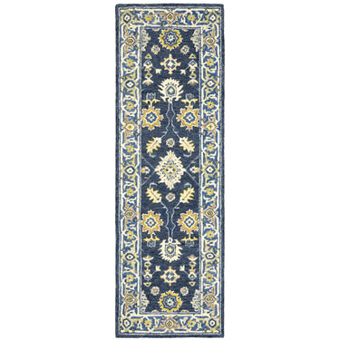Oriental Weavers Alfresco 28405 Navy and Blue Hallway Runner Traditional Runner Rug - 2'6" x 8'