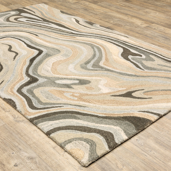 Oriental Weavers Anastasia 68007 Beige and Charcoal Medium Living Room Rug Abstract Area Rug - 5' x 8' lifestyle