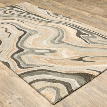 Oriental Weavers Anastasia 68007 Beige and Charcoal Compact Bedroom Accent Abstract Area Rug - 3'6" x 5'6"