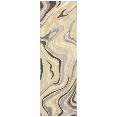Oriental Weavers Anastasia 68007 Beige and Charcoal Hallway Runner Abstract Runner Rug - 2'6" x 8'