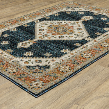 Oriental Weavers Andorra 2281E Blue and Orange Oversized Dining Room Rug Bohemian Area Rug - 7'10" x 10'10"
