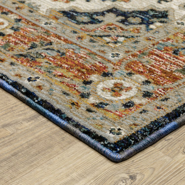 Oriental Weavers Andorra 2281E Blue and Orange Hallway Runner Medallion Runner Rug - 2'6" x 12'