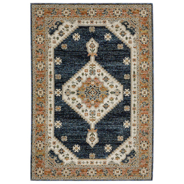 Oriental Weavers Andorra 2281E Blue and Orange Oversized Dining Room Rug Bohemian Area Rug - 7'10" x 10'10"