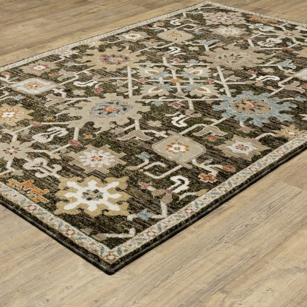 Oriental Weavers Andorra 2396B Brown and Multi Small Entryway Accent Medallion Area Rug - 1'10
