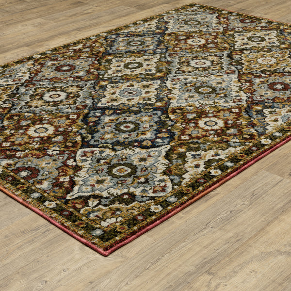 Oriental Weavers Andorra 2408A Red and Multi Compact Bedroom Accent Medallion Area Rug - 3'3