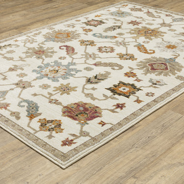 Oriental Weavers Andorra 2419B Ivory and Multi Large Seating Area Rug Medallion Area Rug - 6'7" x 9'6"