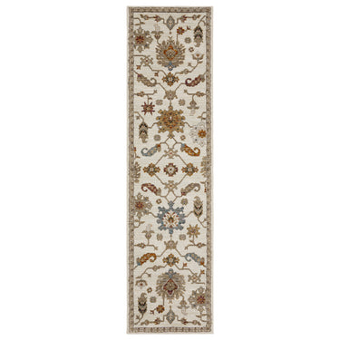 Oriental Weavers Andorra 2419B Ivory and Multi Hallway Runner Medallion Runner Rug - 2'3" x 8'
