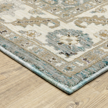 Oriental Weavers Andorra 2429A Blue and Ivory Hallway Runner Polypropylene Runner Rug - 2'3" x 8'