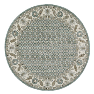 Oriental Weavers Andorra 2429A Blue and Ivory Round Accent Polypropylene Round Rug - 7'10" Round