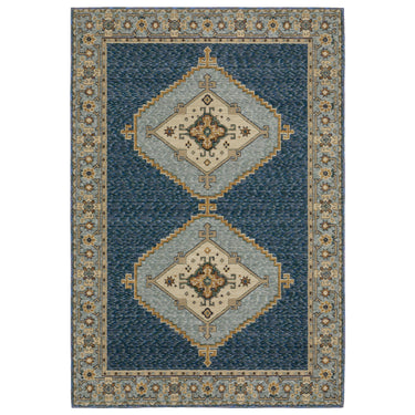 Oriental Weavers Andorra 2430A Blue and Gold Oversized Dining Room Rug Bohemian Area Rug - 8'6" x 11'7"