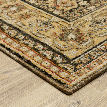 Oriental Weavers Andorra 2431A Brown and Gold Hallway Runner Polypropylene Runner Rug - 2'3" x 8'