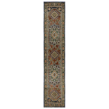 Oriental Weavers Andorra 2442A Blue and Multi Hallway Runner Moroccan Runner Rug - 2'6" x 12'