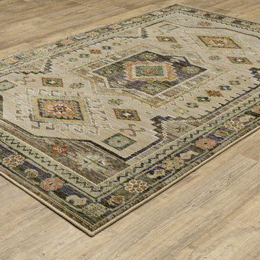 Oriental Weavers Andorra Grey 2442D Gray and Green Oversized Dining Room Rug Polypropylene Area Rug - 8'6" x 11'7"