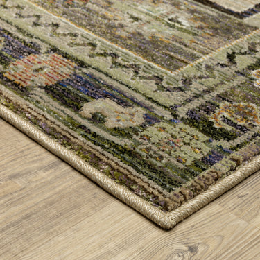 Oriental Weavers Andorra Grey 2442D Gray and Green Hallway Runner Bohemian Runner Rug - 2'3" x 8'