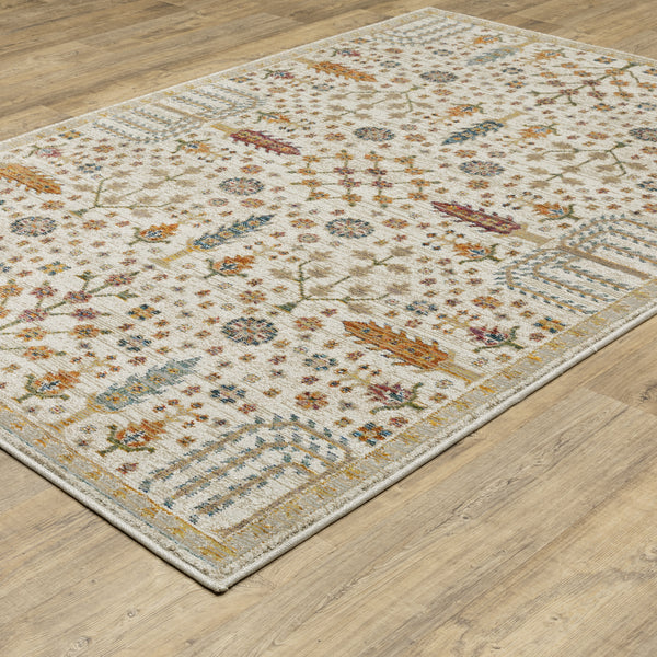 Oriental Weavers Andorra 2449B Ivory and Gold Small Entryway Accent Medallion Area Rug - 1'10