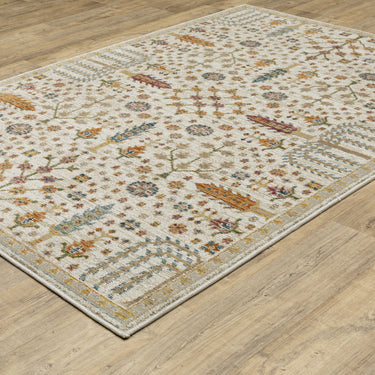 Oriental Weavers Andorra 2449B Ivory and Gold Extra Large Room Anchor Polypropylene Area Rug - 10' x 13'2"