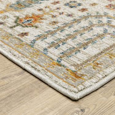 Oriental Weavers Andorra 2449B Ivory and Gold Hallway Runner Medallion Runner Rug - 2'6" x 12'