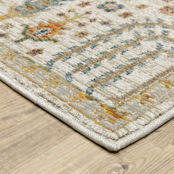 Oriental Weavers Andorra 2449B Ivory and Gold Hallway Runner Polypropylene Runner Rug - 2'3
