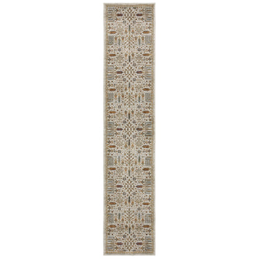 Oriental Weavers Andorra 2449B Ivory and Gold Hallway Runner Medallion Runner Rug - 2'6" x 12'