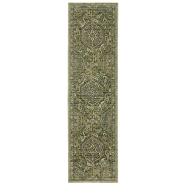 Oriental Weavers Andorra 3709C Green and Gold Hallway Runner Traditional Runner Rug - 2'3" x 8'