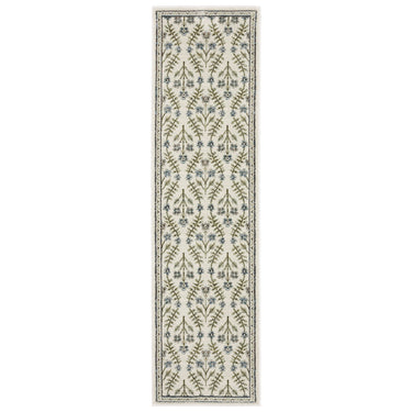 Oriental Weavers Andorra 3717C Ivory and Blue Hallway Runner Polypropylene Runner Rug - 2'3" x 8'